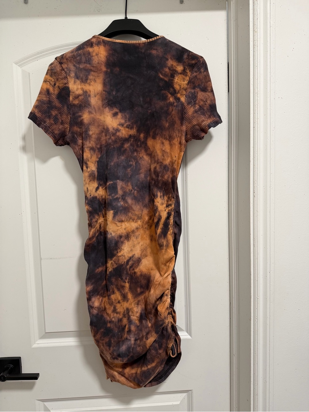 SHEIN Black and Brown Tie-Dye Ruched High-Low Mini Dress - Picture 3 of 4